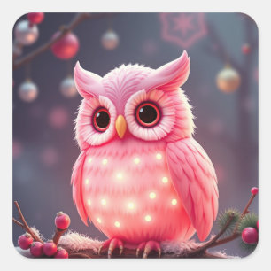 Colourful Festive Christmas Owl Stickers