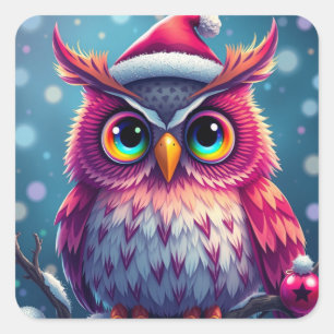 Colourful Festive Christmas Owl Stickers