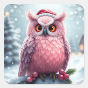 Colourful Festive Christmas Owl Stickers