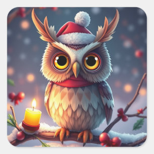 Colourful Festive Christmas Owl Stickers