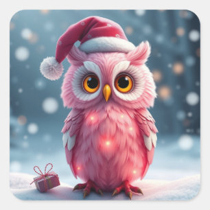 Colourful Festive Christmas Owl Stickers