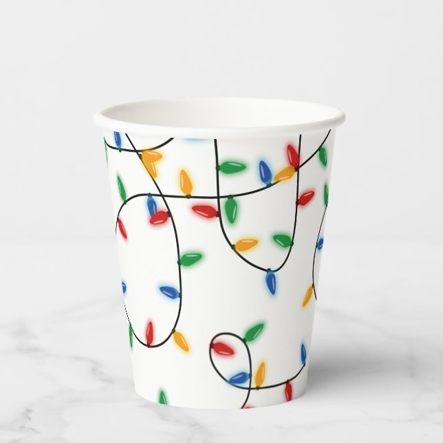 Colourful Festive Christmas Party Lights Paper Cups (Front)