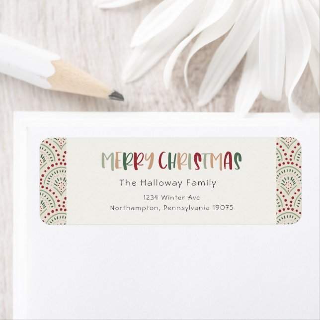 Colourful Festive Christmas Return Address Envelop Return Address Label (Insitu)