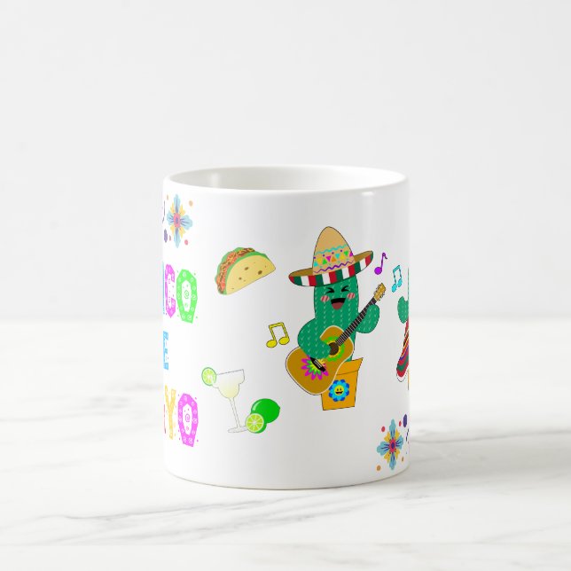Colourful Festive Cinco de Mayo 2025 Dancing Cactu Coffee Mug (Center)