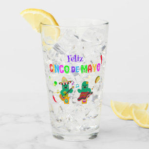 Colourful Festive Cinco de Mayo 2025 Dancing Cactu Glass