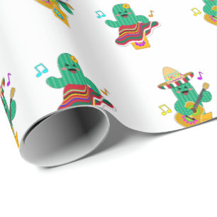 Colourful Festive Cinco de Mayo 2025 Dancing Cactu Wrapping Paper