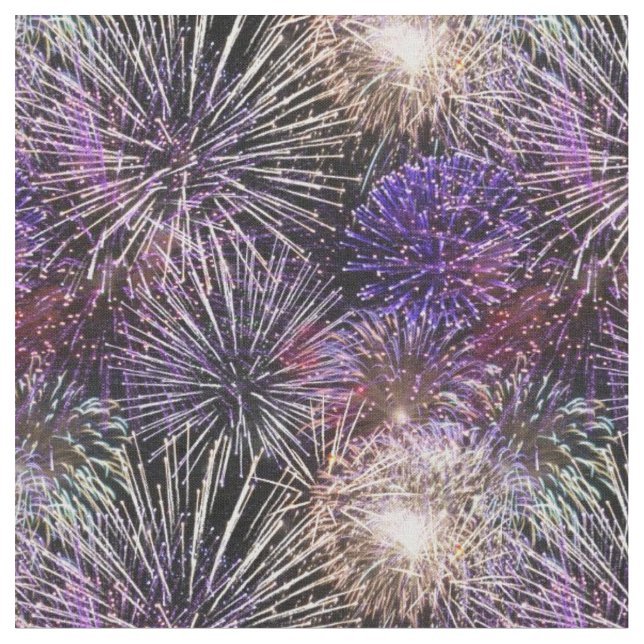 Colourful Festive Fireworks Starbursts Fabric (Close Up)