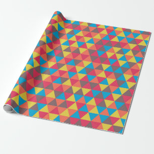 Colourful Festive Geometric Triangles Pattern   Wrapping Paper