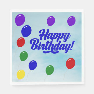 Colourful festive Happy birthday with balloons Napkin