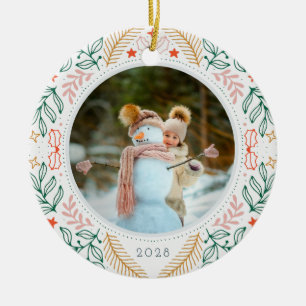 Colourful Festive Holiday Photo Ceramic Ornament