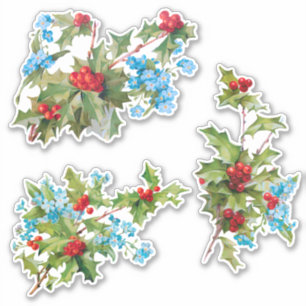 Colourful Festive Holly and Forget Me Nots