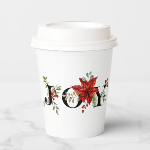 Colourful Festive Joy w/Poinsettias and Berries Paper Cups