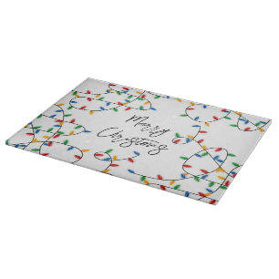 Colourful Festive Merry Christmas Lights Pattern Cutting Board