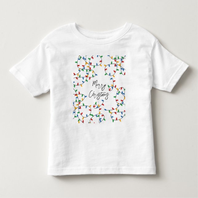Colourful Festive Merry Christmas Lights Pattern Toddler T-Shirt (Front)
