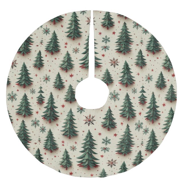 Colourful Festive Pattern Brushed Polyester Tree Skirt (Front)