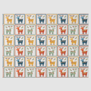 Colourful Festive Reindeer Holiday Design Tissue Paper