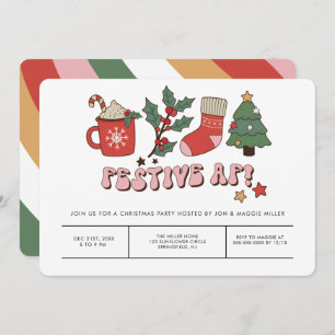 Colourful Festive Retro Christmas Party Invitation