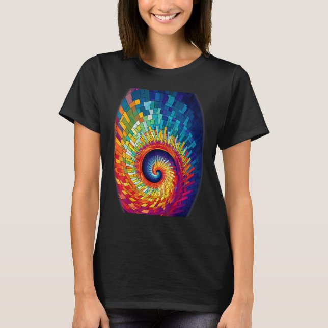 Colourful Fibonacci Spiral Psychedelic Colours Abs T-Shirt (Front)