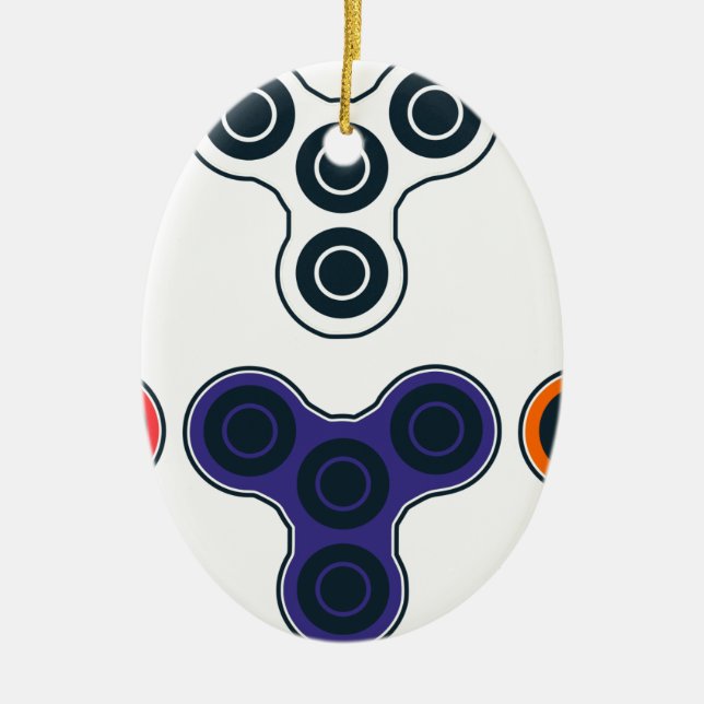 Colourful Fidget Spinner Collection Ceramic Tree Decoration (Front)