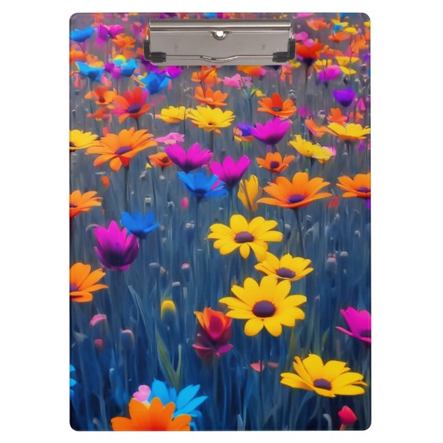 Colourful Field Of Flowers Clipboard (Front)