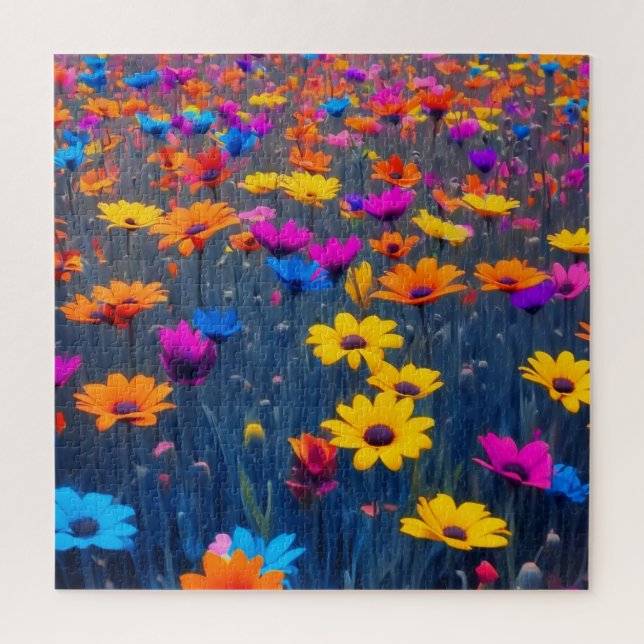 Colourful Field Of Flowers Jigsaw Puzzle (Vertical)