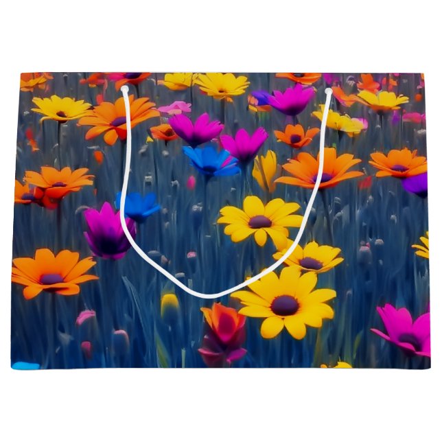 Colourful Field Of Flowers Large Gift Bag (Front)
