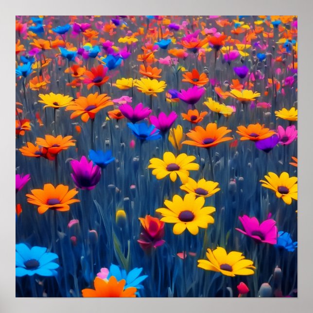 Colourful Field Of Flowers Poster (Front)