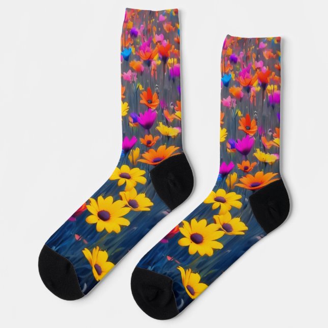 Colourful Field Of Flowers Socks (Left)