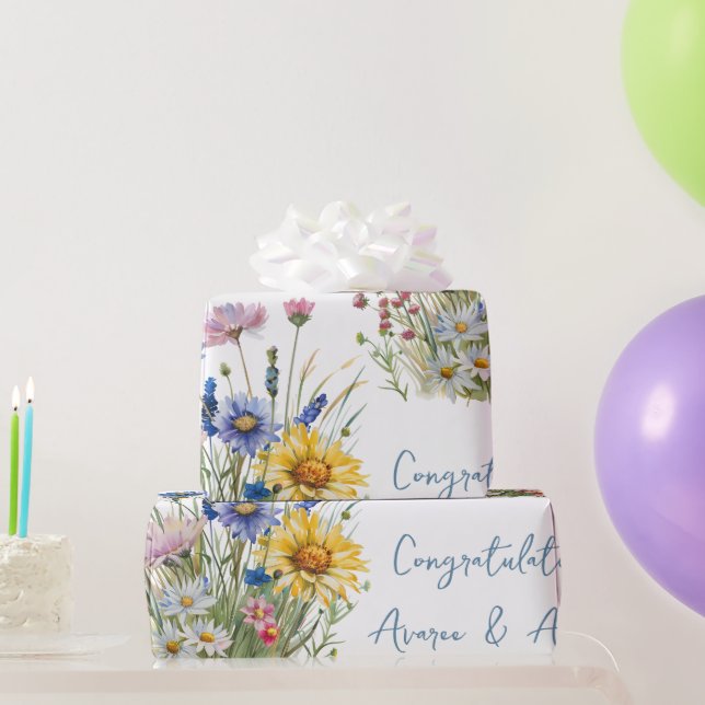 Colourful Field Wildflowers Wedding/Shower Wrapping Paper (Party Gifts)