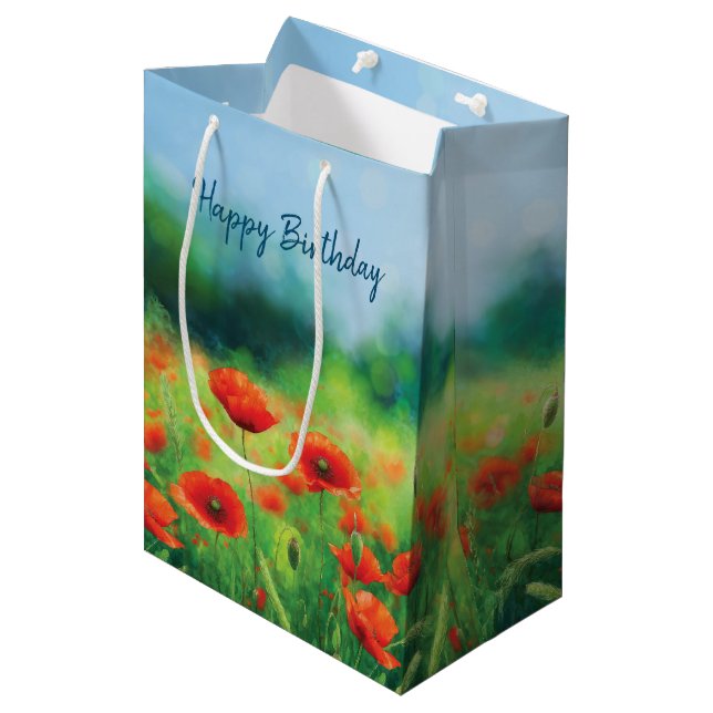 Colourful Field with Poppies Medium Gift Bag (Front Angled)