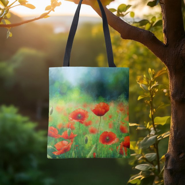 Colourful Field with Poppies Tote Bag (Colorful Field with Poppies Tote Bag.  The perfect gift for a flower lover.)