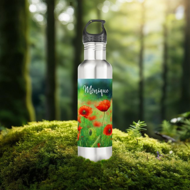 Colourful Field with Poppies Water Bottle (Creator Uploaded)