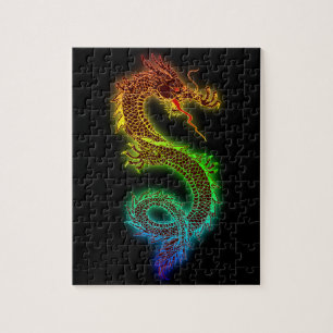 Colourful fierce dragon jigsaw puzzle