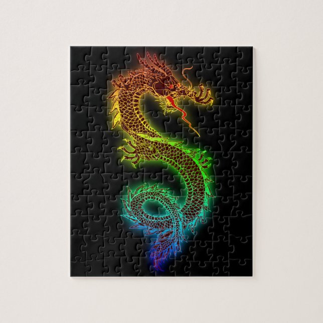 Colourful fierce dragon jigsaw puzzle (Vertical)
