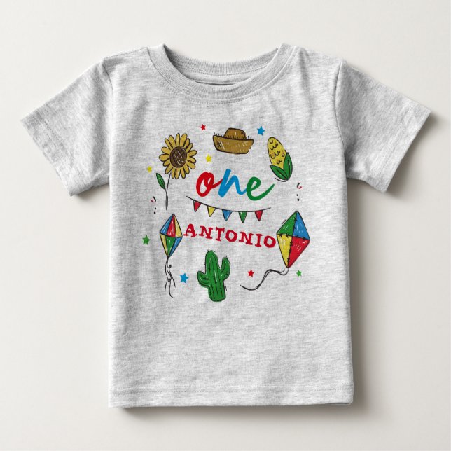 Colourful Fiesta 1st Birthday Baby T-Shirt (Front)