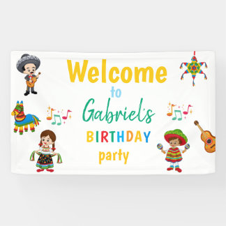 Colourful Fiesta Birthday Party welcome banner