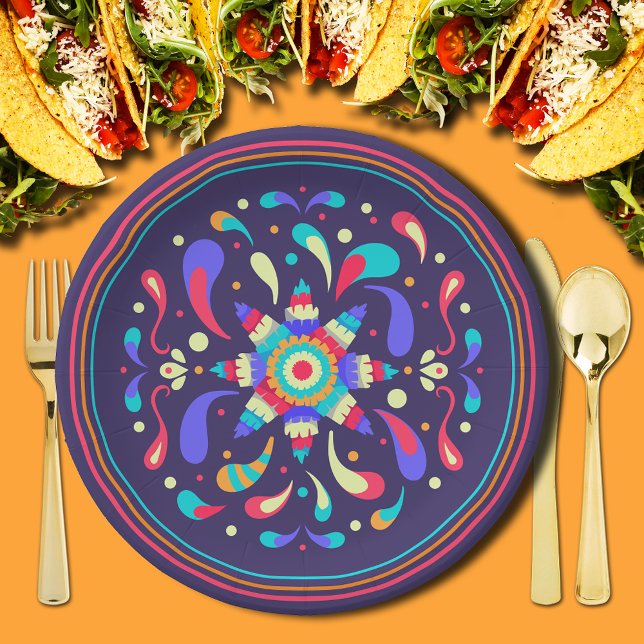 Colourful Fiesta Blue Paper Plate (Colorful Fiesta Blue Paper Plates)