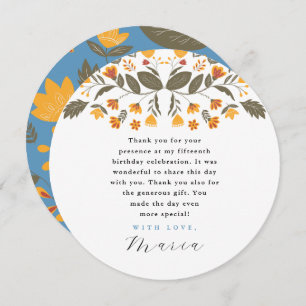 Colourful Fiesta Botanical 15th Birthday Thank You Invitation