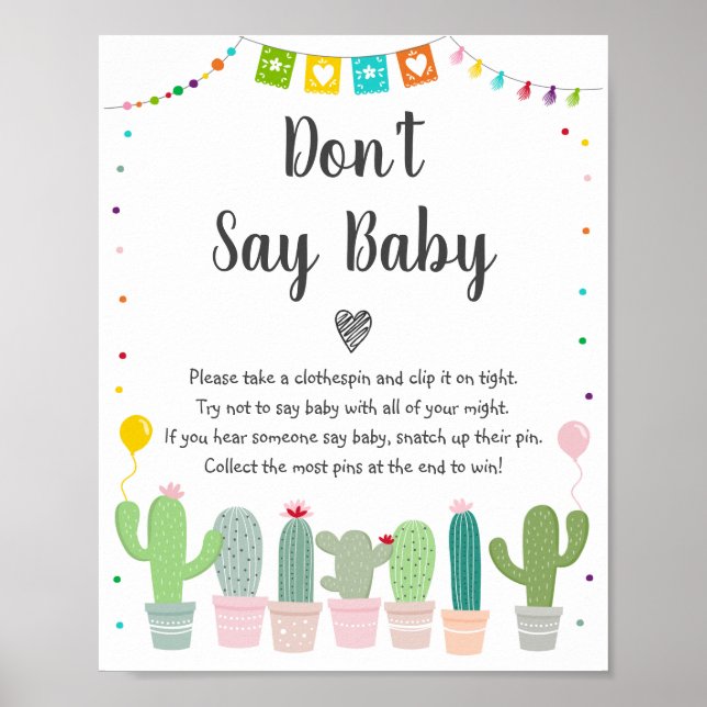 Colourful Fiesta Cactus Don't Say Baby Game Poster (Front)