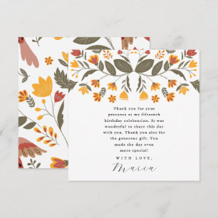 Colourful Fiesta Floral 15th Birthday Thank You Invitation