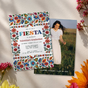 Colourful Fiesta Floral Photo Graduation Party Invitation