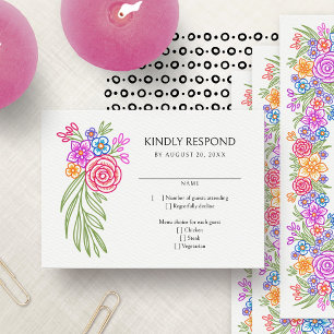 Colourful Fiesta Floral Wedding RSVP Card