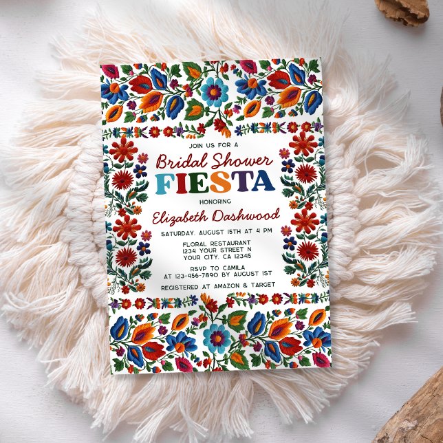 Colourful Fiesta Folk Art Floral Bridal Shower Invitation (Creator Uploaded)