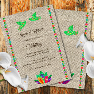 Colourful Fiesta Love Birds Mexican Wedding Invitation