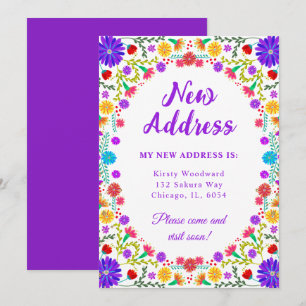 Colourful Fiesta Mexican Floral New Address Announcement