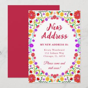 Colourful Fiesta Mexican Floral New Address Announcement