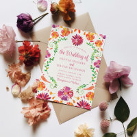Colourful Fiesta Mexicana Floral Wedding Invite