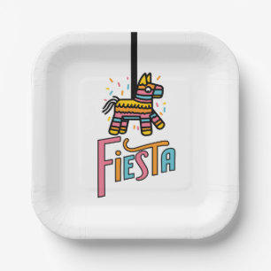 Colourful Fiesta Piñata Festive Stickers Paper Plate