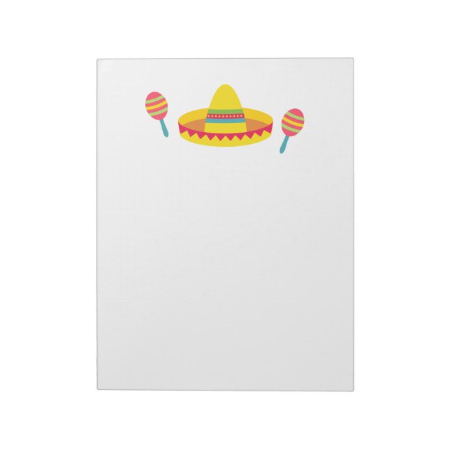 Colourful Fiesta Sombrero Hat Maracas Notepad (Rotated)