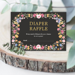 Colourful Fiesta Wildflower Garden Diaper Raffle Enclosure Card